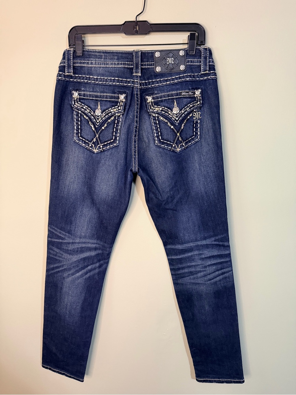 Gorgeous Y2K Miss Me Mid-Rise Skinny Jeans With Embellished Pockets 31” Inseam